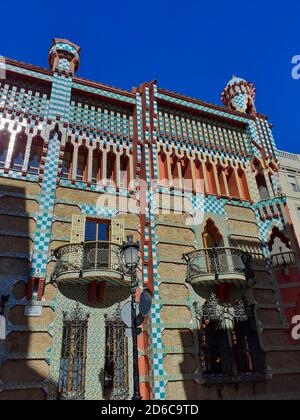 Casa Vicens. Designed by architect Antoni Gaudi. Carrer de les Carolines, Barcelona, Catalonia, Spain. Stock Photo