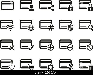 Credit Card Icons Black & White Set Big Stock Vector