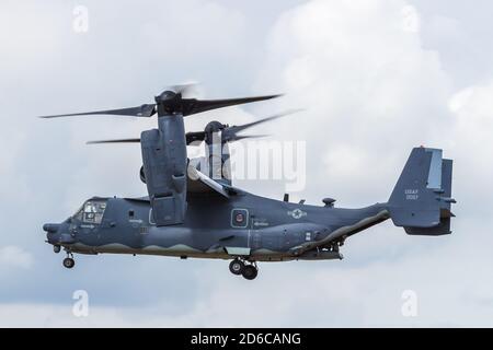 Bell Boeing CV-22B Osprey seen here at RAF Fairford in the hover during its display for the 2017 RIAT held at RAF Fairford, Gloustershire, UK. Stock Photo