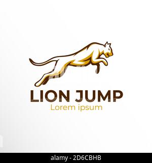 jaguar jump logo. jaguar line art outline vector Stock Vector
