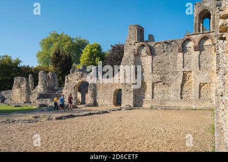 Wolvesey Castle Winchester, view in summer of the ruins of Wolvesey Castle, known also as The Old Bishop's Palace, in Winchester, Hampshire, England Stock Photo