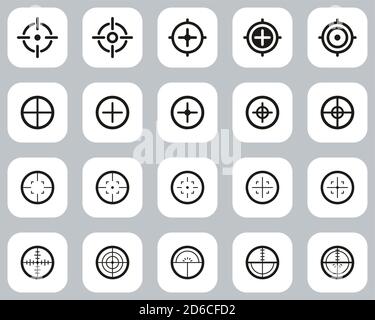 Crosshair or Sight Icons Black & White Flat Design Set Big Stock Vector