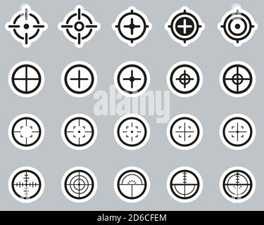 Crosshair or Sight Icons Black & White Sticker Set Big Stock Vector