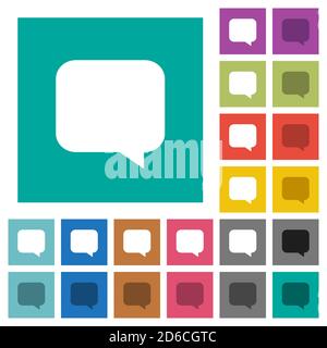 Empty chat bubble multi colored flat icons on plain square backgrounds. Included white and darker icon variations for hover or active effects. Stock Vector