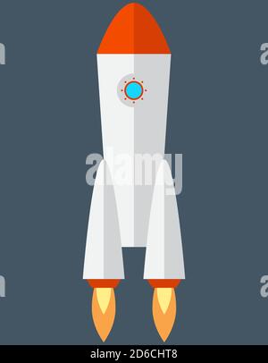 Rocket in flat style. Spaceship take off. Stock Vector