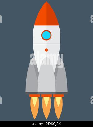 Rocket in flat style. Spaceship take off. Stock Vector