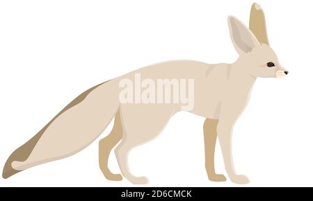 Standing fenech side view. Cute animal in cartoon style. Stock Vector
