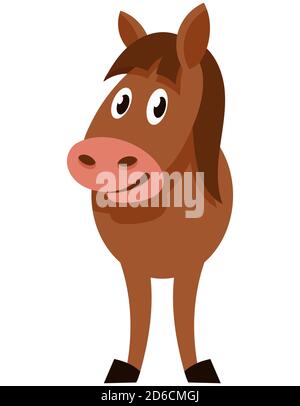 Standing funny foal. Farm animal in cartoon style. Stock Vector