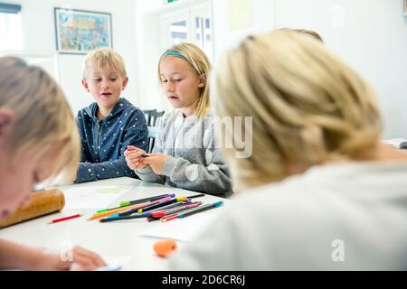 Children in classroom Stock Photo