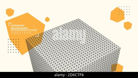 Abstract 3D Art in Minimal Geometric Style. Modern Science Background. Vector illustration. Stock Vector