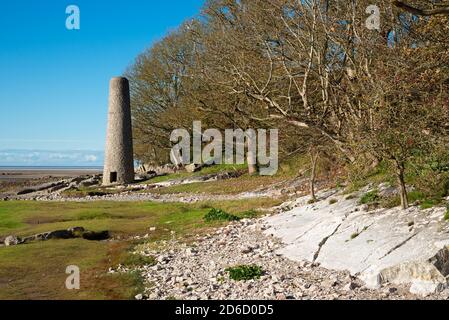 Chimney from old smelting works near Jenny Brown's Point, Silverdale, Lancashire, UK. Stock Photo