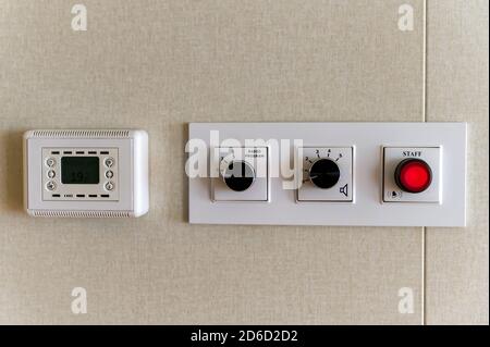 Close up of digital climate control with buttons Stock Photo