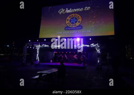 Astoria, NY, USA. 15th Oct, 2020. Atmosphere in attendance for PURPLE RAIN Theatrical Performance at Radial Park Drive-In Movie Theater, Halletts Point Play, Astoria, NY October 15, 2020. Credit: Eli Winston/Everett Collection/Alamy Live News Stock Photo