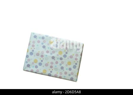 gift box with colorful circle dot texture on white background Stock Photo
