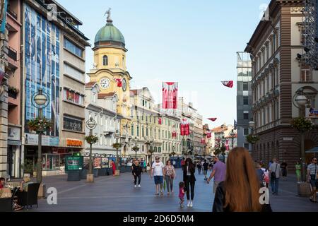 18.06.2020, Rijeka, Primorje-Gorski Kotar, Croatia - Promenade Korzo with motto Rijeka2020.eu (European Capital of Culture 2020). The city became Euro Stock Photo