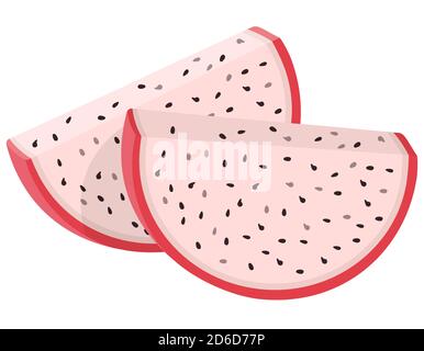 Slices of dragon fruit. Pitaya in cartoon style. Stock Vector