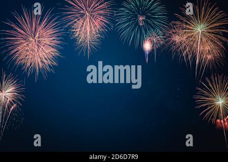 Abstract colored firework background with free space for text. Stock Photo