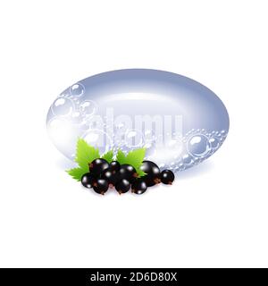 Bar of soap in foam and bubbles on a white background. Stock Vector