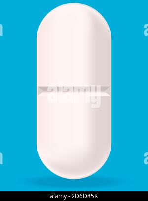 White medical tablet. Pill in realistic style. Stock Vector