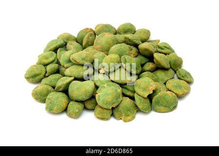 Wasabi peanuts on a white background Stock Photo