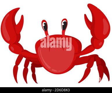 Crab in cartoon style. Sea animal isolated on white background. Stock Vector