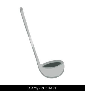 Isolated grey ladle in cartoon style Stock Vector