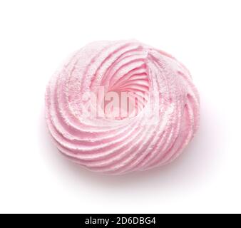 Top view of pink meringue ring isolated on white Stock Photo