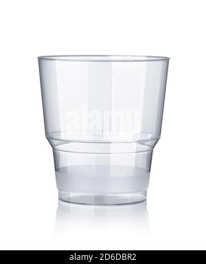 Front view of empty disposable transparent plastic cup isolated on white Stock Photo