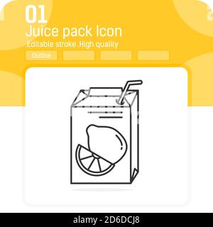 Juice pack premiun icon with outline minimalist style contour isolated on white background. Vector illustration sign symbol icon design for websites Stock Vector