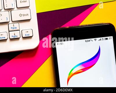 Ukraine. 16th Oct, 2020. In this photo illustration a Procreate Pocket App logo seen displayed on a smartphone. Credit: Igor Golovniov/SOPA Images/ZUMA Wire/Alamy Live News Stock Photo