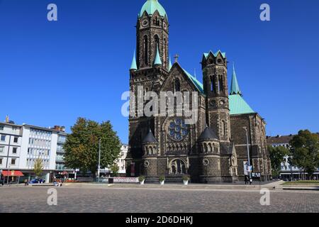 MOENCHENGLADBACH, GERMANY - SEPTEMBER 18, 2020: People visit Rheydt district of Moenchengladbach, a major city in North Rhine-Westphalia region of Ger Stock Photo