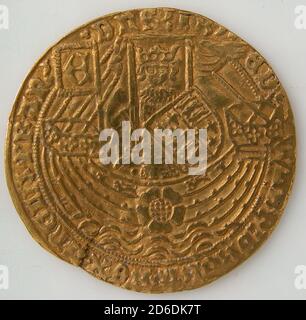 Coin with Rose Noble and Edward IV, British, 1464-1470. Stock Photo