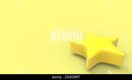 3d yellow star on color background. Render and illustration of golden star for premium Stock Photo