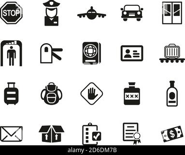 Customs Icons Black & White Set Big Stock Vector