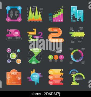 infographic workflow diagrams, timeline infographics, steps and options back background icons vector illustration Stock Vector