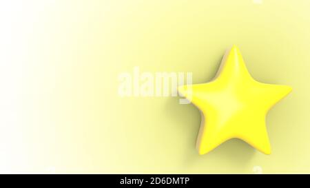 3d yellow star on color background. Render and illustration of golden star for premium Stock Photo
