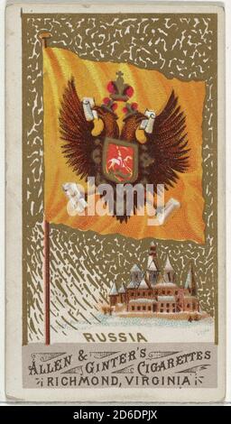 Russia, from Flags of All Nations, Series 1 (N9) for Allen &amp; Ginter Cigarettes Brands, 1887. Stock Photo