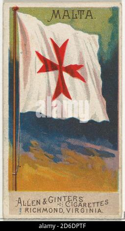 Malta, from Flags of All Nations, Series 2 (N10) for Allen & Ginter  Cigarettes Brands, 1890 Stock Photo