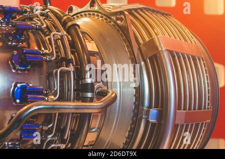 Engine close-up, tube metal a industry construction Stock Photo