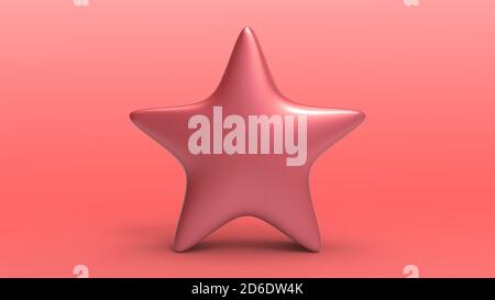 3d red star on color background. Render and illustration of golden star for premium Stock Photo