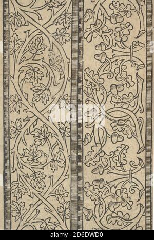 Ce est ung tractat de la noble art de leguille ascavoir ouvraiges de spaigne... page 23 (verso), after 1527. [From a pattern book of embroidery, lace and lace making]. Stock Photo