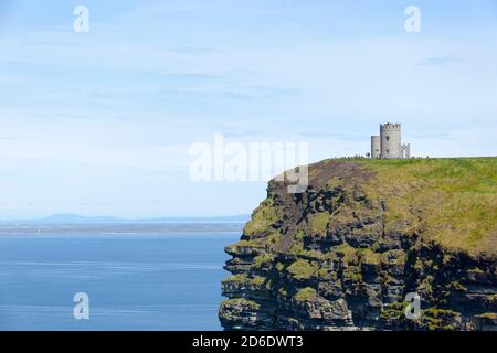O'Brien's Tower, Cliffs of Moher on the southwest coast of Ireland's main island in County Clare near the villages of Doolin Stock Photo