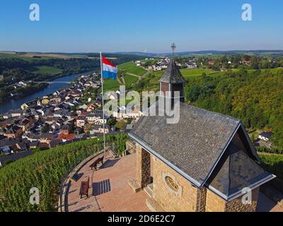 Chapel Koeppchen in the vineyards above Wormeldange, Moselle valley, Luxembourg Stock Photo