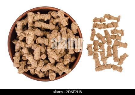 Healthy food products. Extruded rye bran on white background. Studio Photo Stock Photo