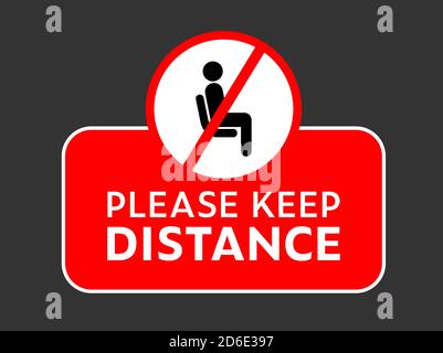 Please Dont Use This Seat or Please Don't Sit Here printable pictogram for public places. Stock Vector