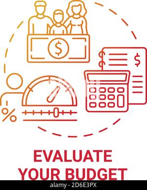Evaluate budget concept icon Stock Vector