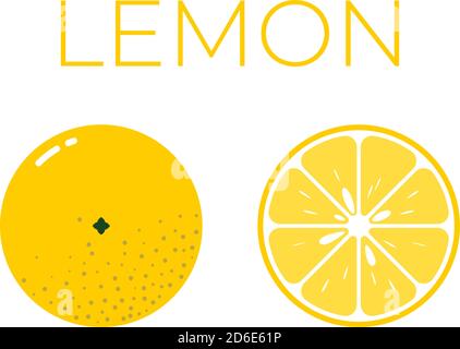 Vector of lemon and sliced half of lemon on white background Stock Vector