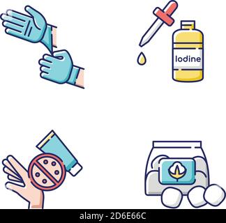 Medical equipment RGB color icons set Stock Vector
