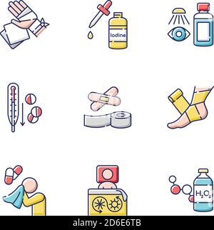 First aid RGB color icons set Stock Vector