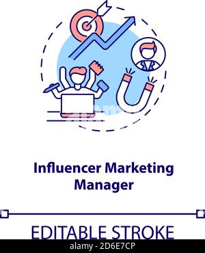Influencer marketing manager concept icon Stock Vector